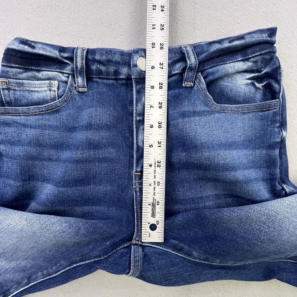KanCan Kurvy Mid Rise Super Flare Jeans Women 28 Blue Denim Raw Hem Boho Hippie - Picture 13 of 14